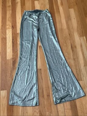 Fashion Nova Shimmery Green High-Waist Pants